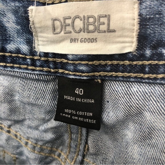 DECIBEL Pant Jean Short Men Metal Stub Belt Loop Acid Wash Distress Blue sz 40 - Picture 8 of 12